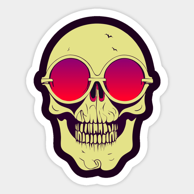 Halloween Skeleton With Sunglasses Sticker by Mad Swell Designs